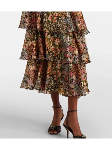 Fusta maxi Valentino de mătase cu model floral