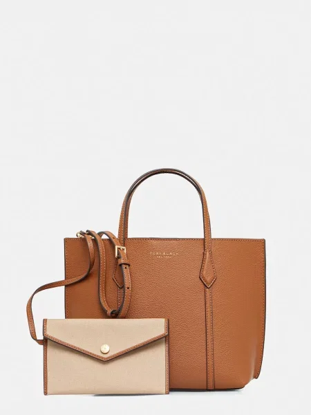 Usnjena torbica Tory Burch Perry rjava