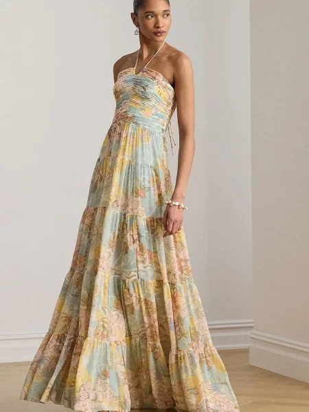 Lauren Ralph Lauren sukienka drapowana beżowa