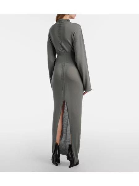 Rochie maxi Rick Owens de lână de costum verde