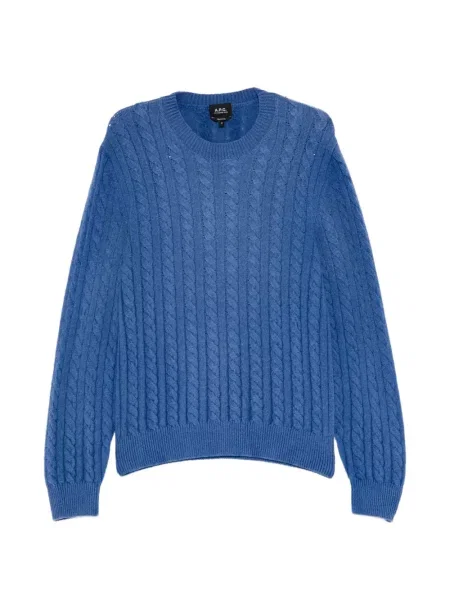 Sweter A.p.c. z okrągłym dekoltem niebieski