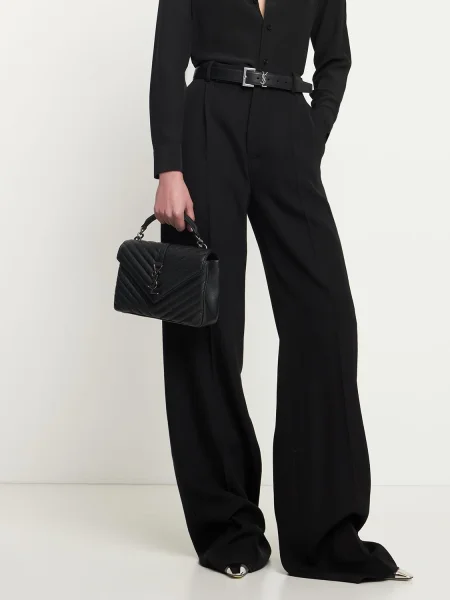 Kožená kožená taška Saint Laurent čierna