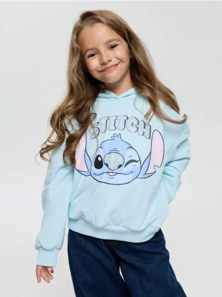 Sinsay mikina s potiskem Stitch modrá
