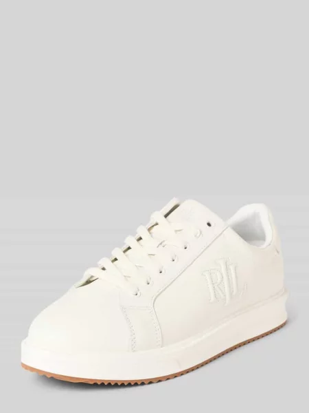 Sneakersy ze skóry naturalnej z wyhaftowanym logo model ‘Ainsley’ Lauren Ralph Lauren białe