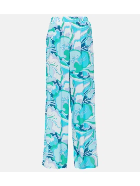 Pantaloni Melissa Odabash cu model floral albastru