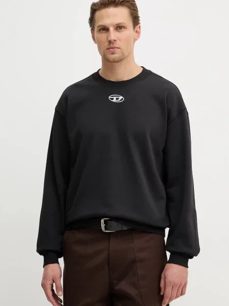 Bombažen pulover Diesel S-NORM-IOD črna