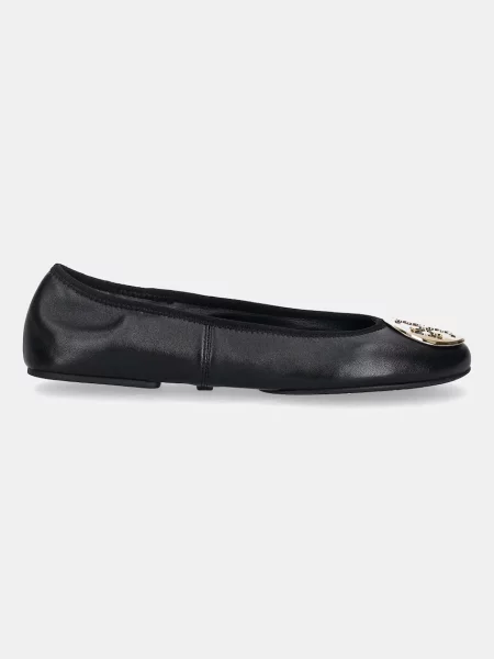 Kožené balerínky Tory Burch Reva Travel Ballet čierna