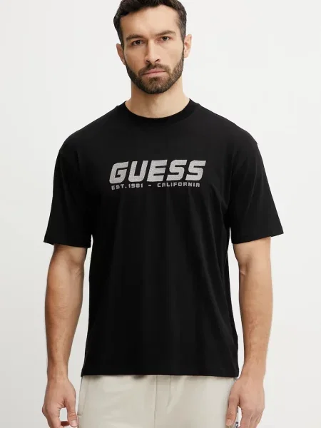 T-shirt z nadrukiem z logo model ‘SURON’ Guess czarna