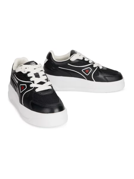 Sneakersy Love Moschino skórzane z siateczki czarne