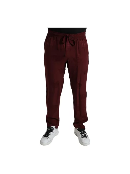 Jedwabne spodnie Dolce And Gabbana brązowe