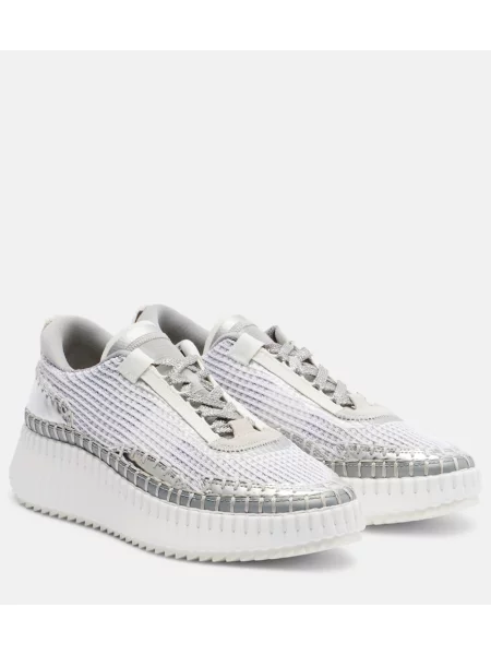 Sneakerși Chloé Nama cu platformă argintiu