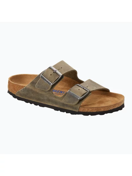 Кожаные шлепанцы Birkenstock хаки