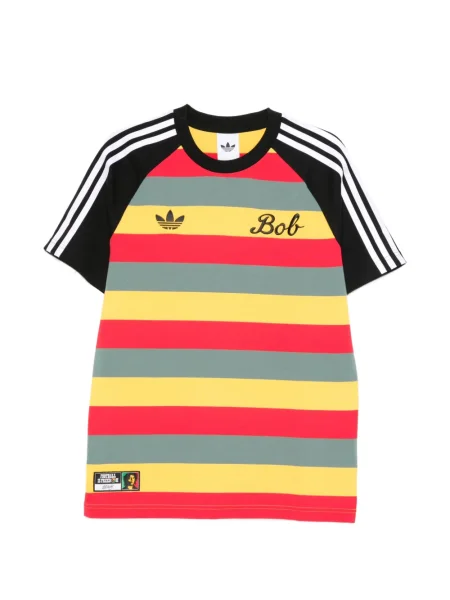 Tricou Adidas alergare cu autograf cu dungi negru