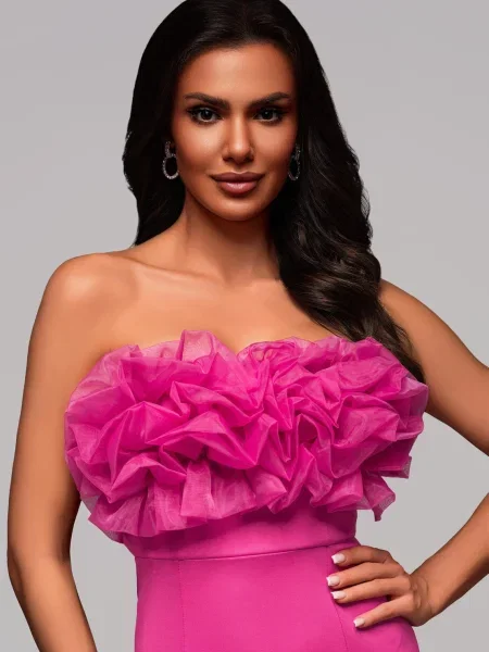 Rochie de seară Edoti de costum fucsie