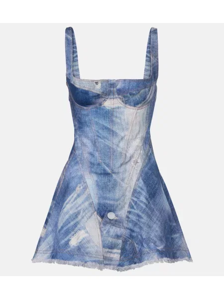 Rochie din denim Roberto Cavalli albastru