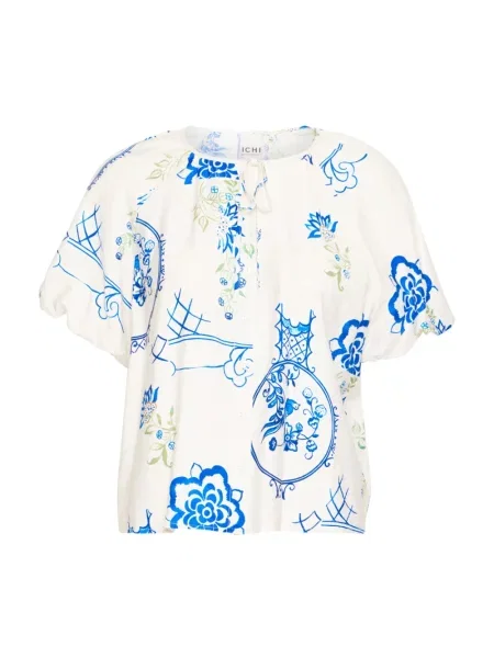 Bluzka Ichi w kwiatki niebieska