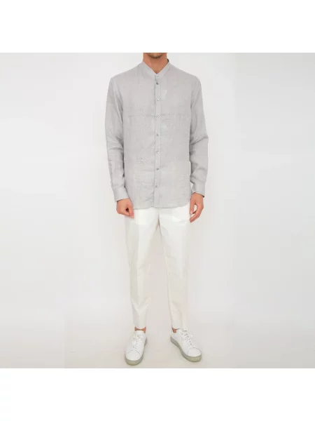 Lniana koszula Emporio Armani szara