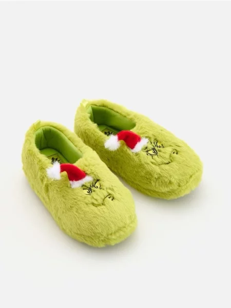 Reserved Papuci de casă Grinch verde-gălbui verde