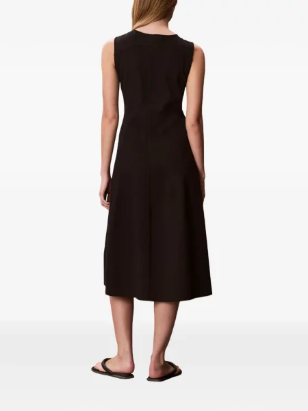 Rochie midi Calvin Klein în linie A negru