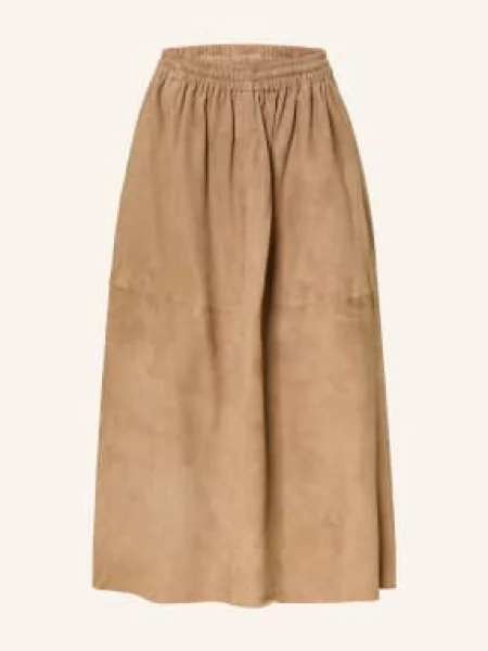Mrs & Hugs Skórzana Spódnica beige beżowa