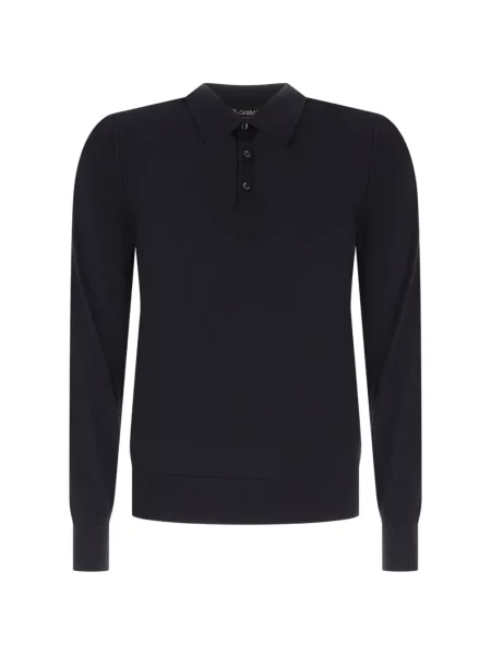 Tricou polo Dolce & Gabbana din cașmir albastru