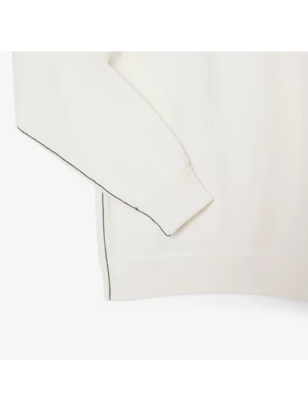 Lacoste Sweter Relaxed Fit Z Okrągłym Kołnierzykiem Kremowy biały