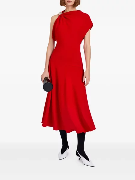 Drapiruota midi suknelė Proenza Schouler iki kelių vieno peties raudona
