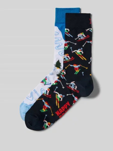 Skarpety z elastycznej mieszanki bawełny model Winter Sports' Happy Socks białe