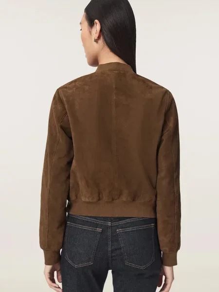 AllSaints bunda bomber dámska semišová ORTEN hnedá