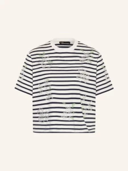 Maje Koszulka Z Kamieniami Ozdobnymi blau biała