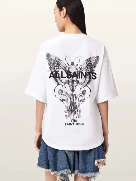 AllSaints tricou oversized pentru femei din HALIS alb