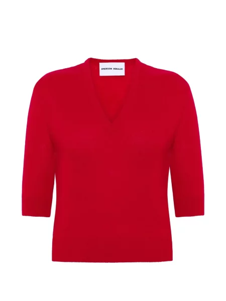 Sweter z dekoltem w serek Emerson Renaldi z dekoltem w serek czerwony