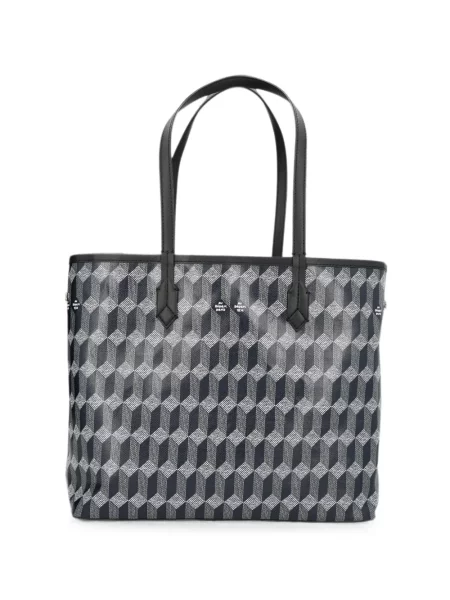 Geantă shopper Au Départ cu imagine cu imprimeu geometric din canvas negru