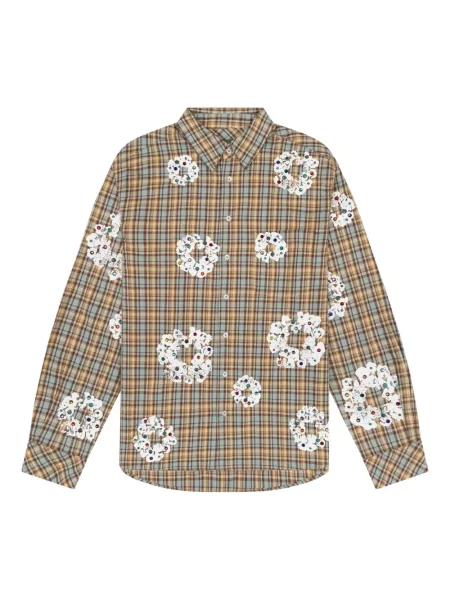 Cămașă de blugi Denim Tears în carouri maro