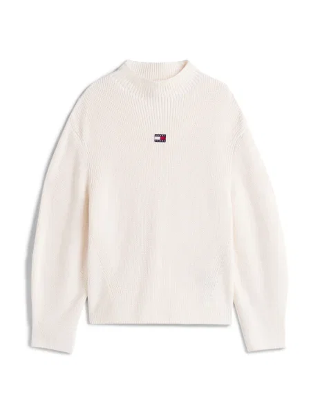 Tommy Jeans Pulover Badge Écru alb