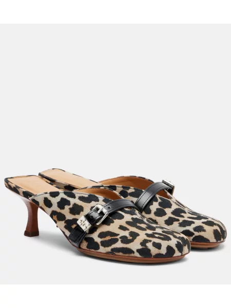 Papuci tip mules Ganni cu imagine maro