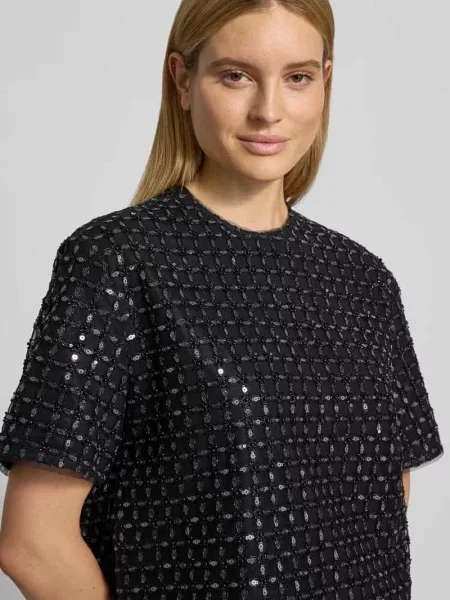 T-shirt o kroju oversized z ozdobnymi kamieniami Rotate czarna