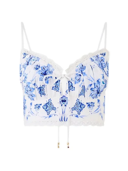 Sutien bralette Camilla cu model floral cu imagine alb