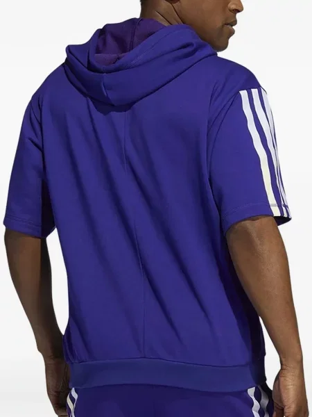 Tricou polo Adidas cu dungi alergare cu autograf negru