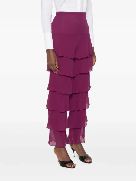 Pantaloni Valentino Garavani cu volane violet