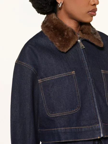 Mrs & Hugs Džínová Bunda S Odnímatelným Límcem Z Umělé Kožešiny raw denim