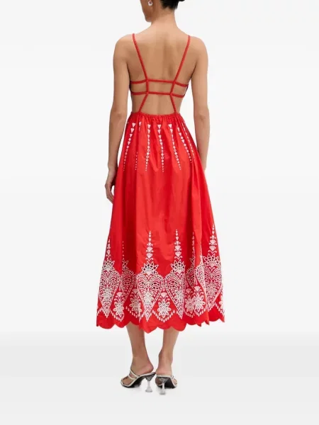 Rochie midi Farm Rio cu broderie roșu
