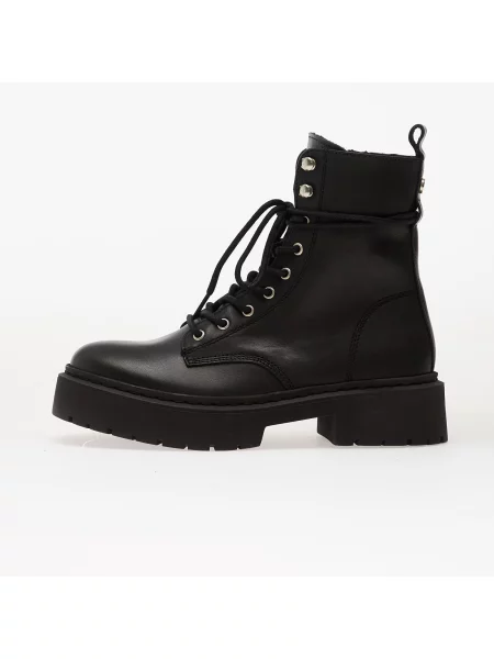 Šněrovací kožené kozačky Steve Madden černé