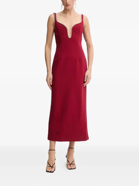 Rochie midi Bardot până la genunchi de costum roșu