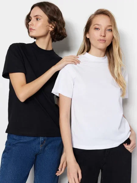 Gulerat tricou Trendyol tricotate alb
