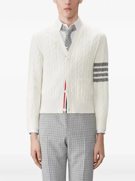 Cardigan Thom Browne din cașmir alb
