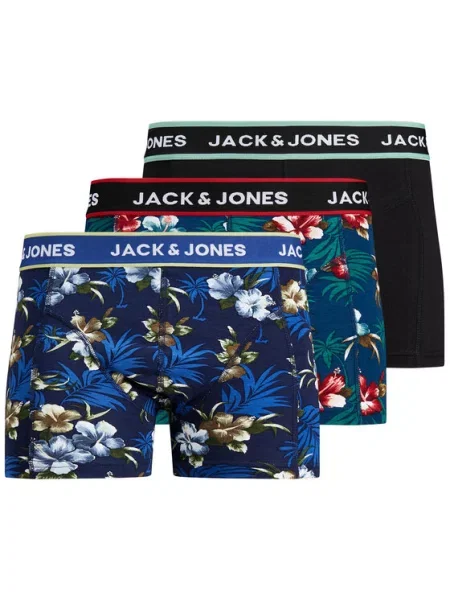 JACK & JONES Boxer trumpikės mėlyna / žalia / raudona / juoda balta