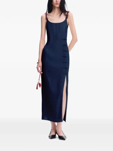 Rochie midi Shanghai Tang cu paiete albastru