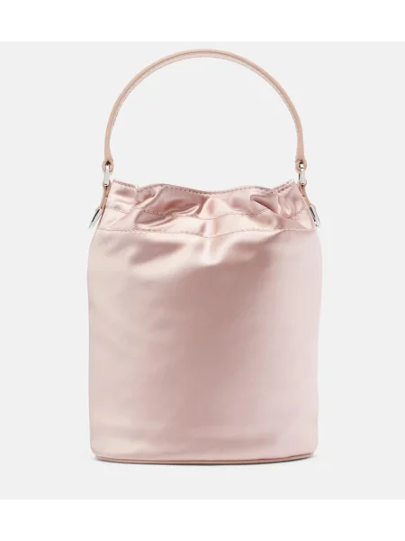 Geantă bucket Staud din satin roz