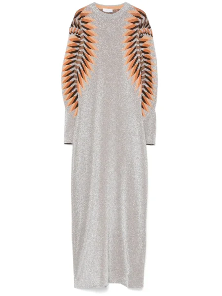 Maksi sukienka maxi Rabanne żakardowa garniturowa szara